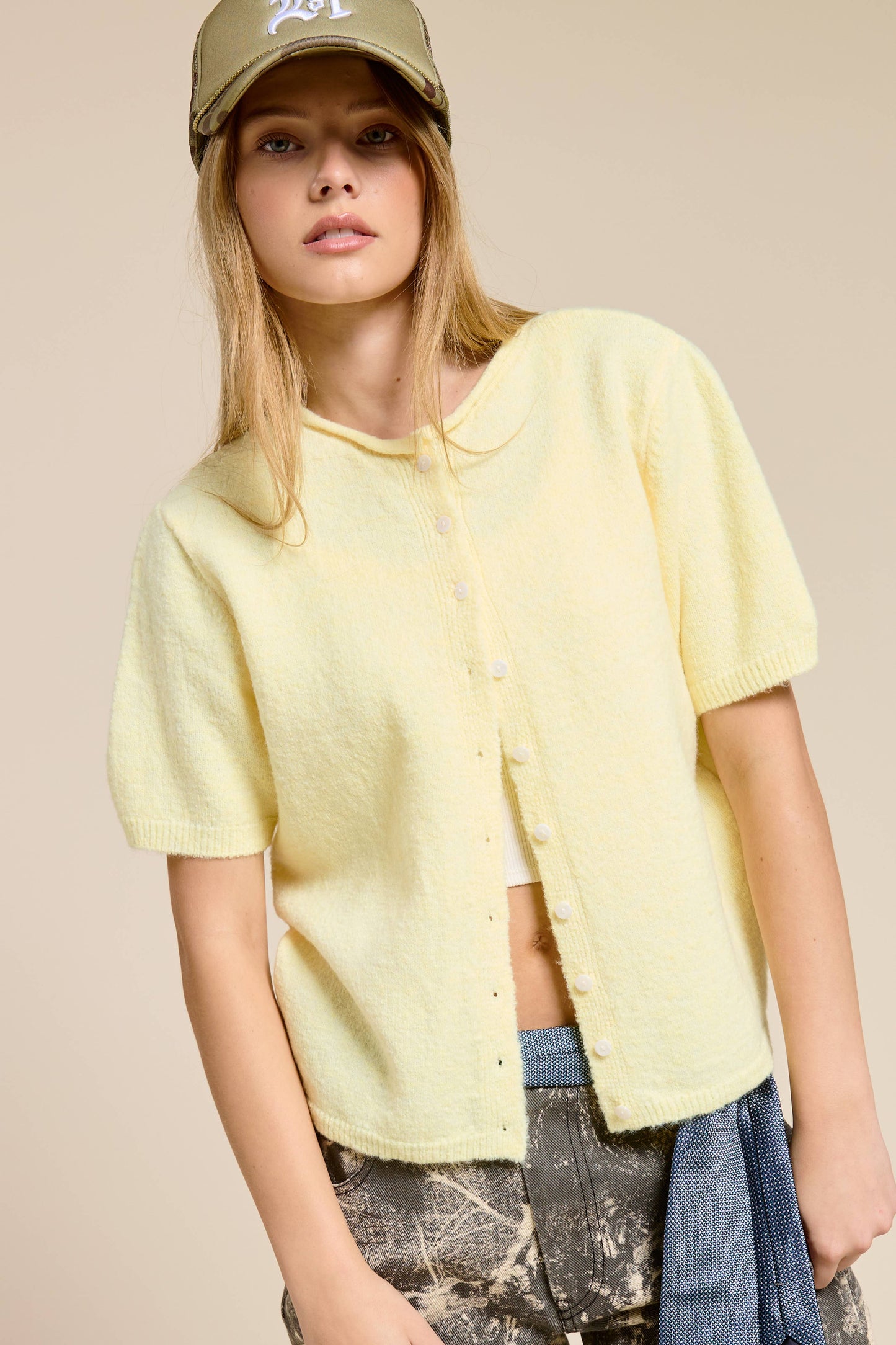 Short Sleeve Button Down Cardigan