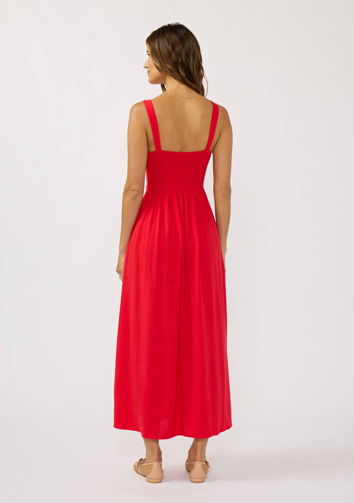 V-Neck Ruched Button Down Maxi