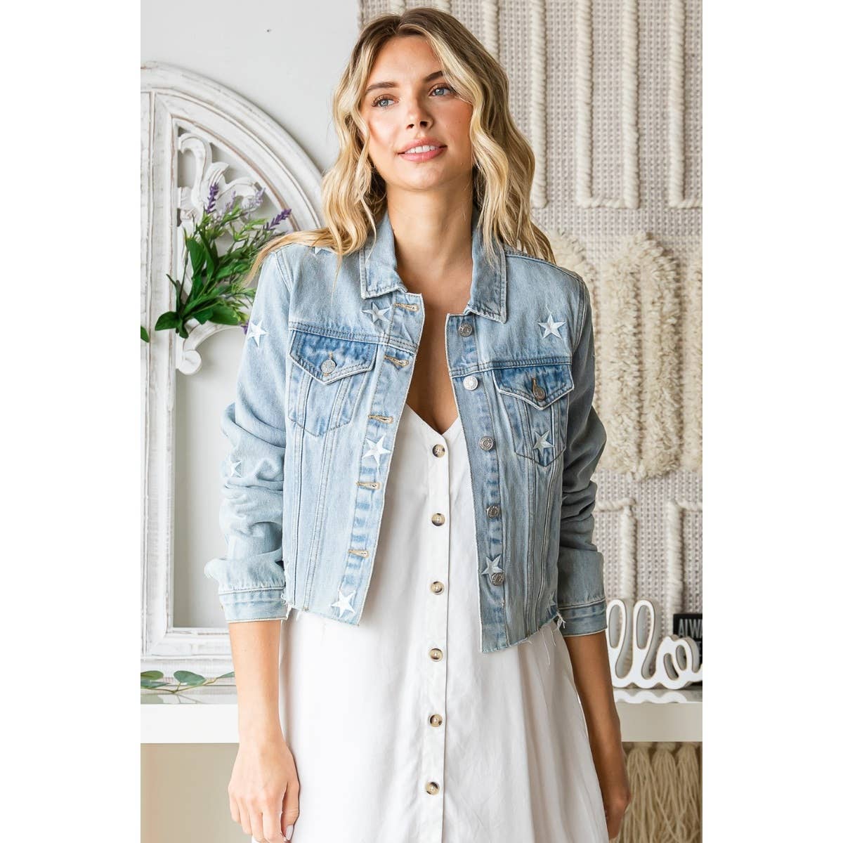 Star Embroidery Denim Jacket