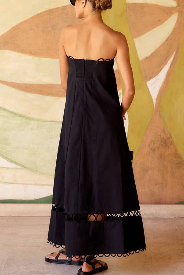 Strapless Dress with Circular Cutout Hem