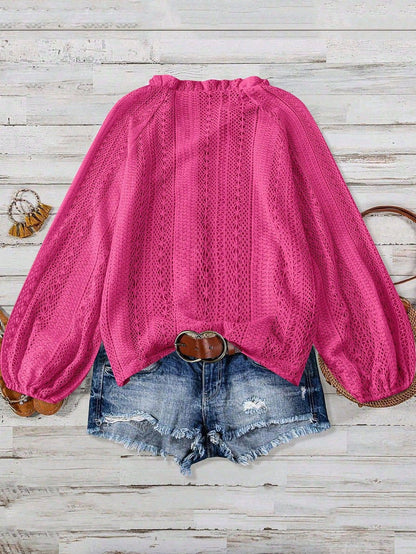 Lace V-Neck Button Down Blouse