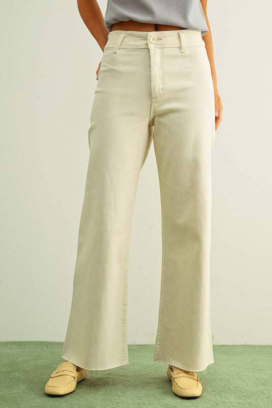 Ecru straight Wide Leg Pant