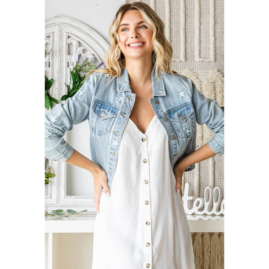 Star Embroidery Denim Jacket