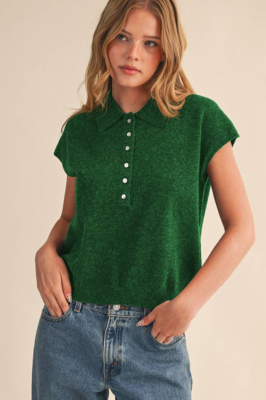 Cap Sleeve Sweater Green