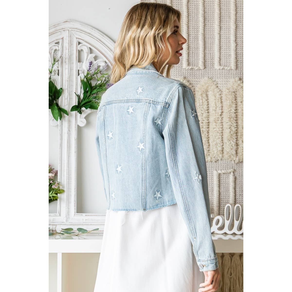 Star Embroidery Denim Jacket