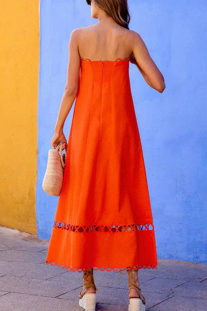 Strapless Dress with Circular Cutout Hem
