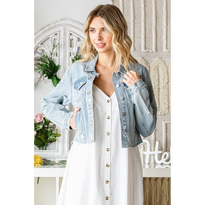 Star Embroidery Denim Jacket