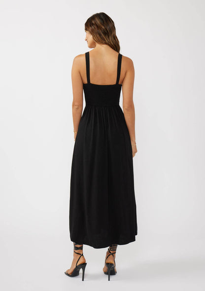 V-Neck Ruched Button Down Maxi