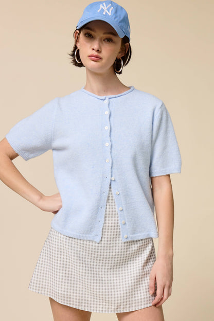 Short Sleeve Button Down Cardigan