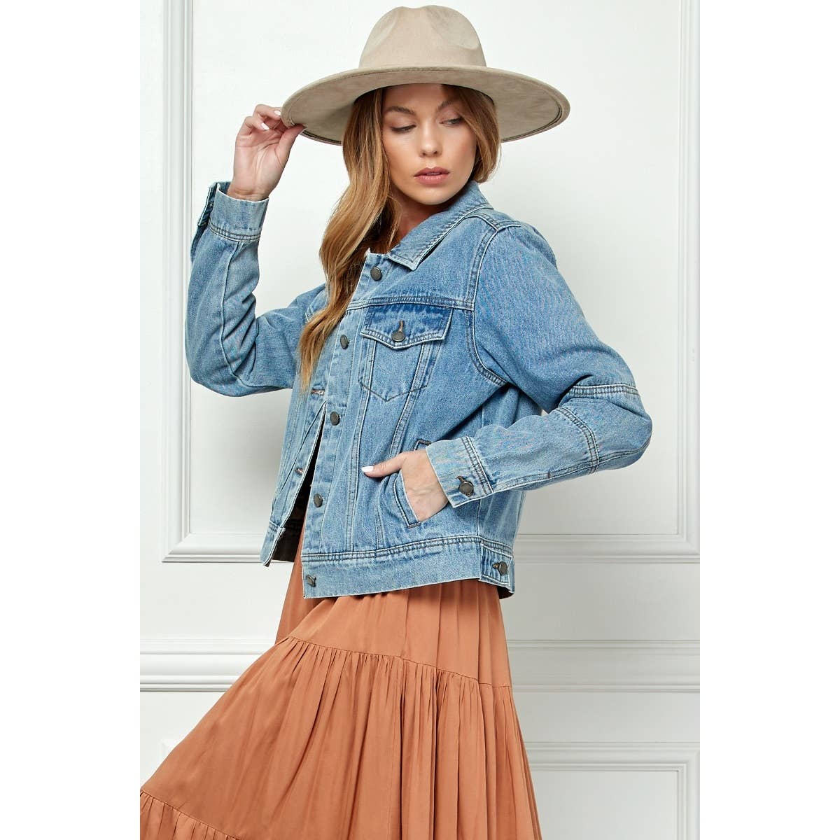Cropped Denim Jacket WHITE