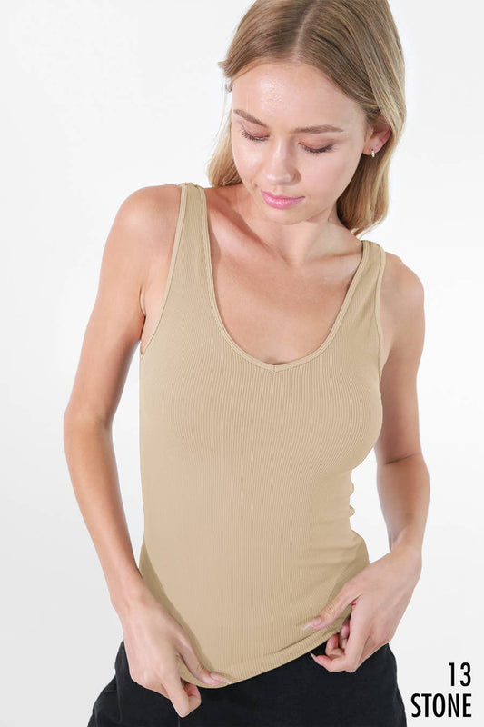 Ribbed v neck Tank Mocha