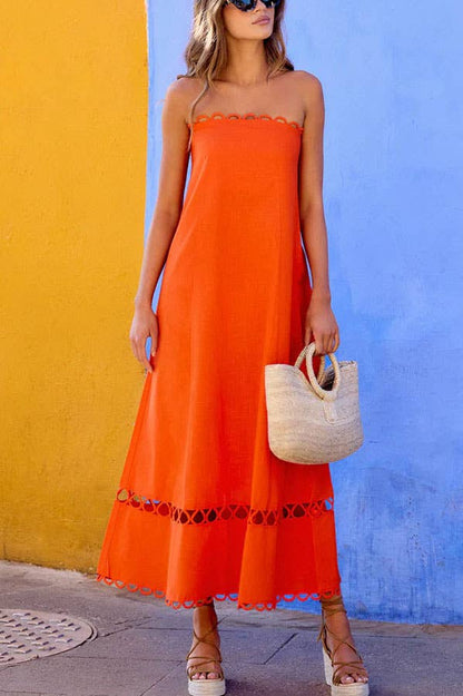 Strapless Dress with Circular Cutout Hem