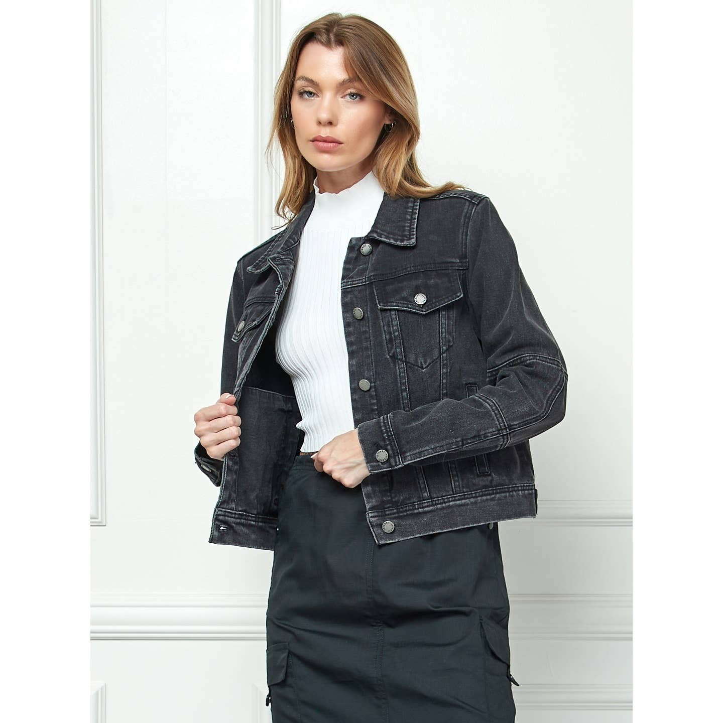 Cropped Denim Jacket WHITE