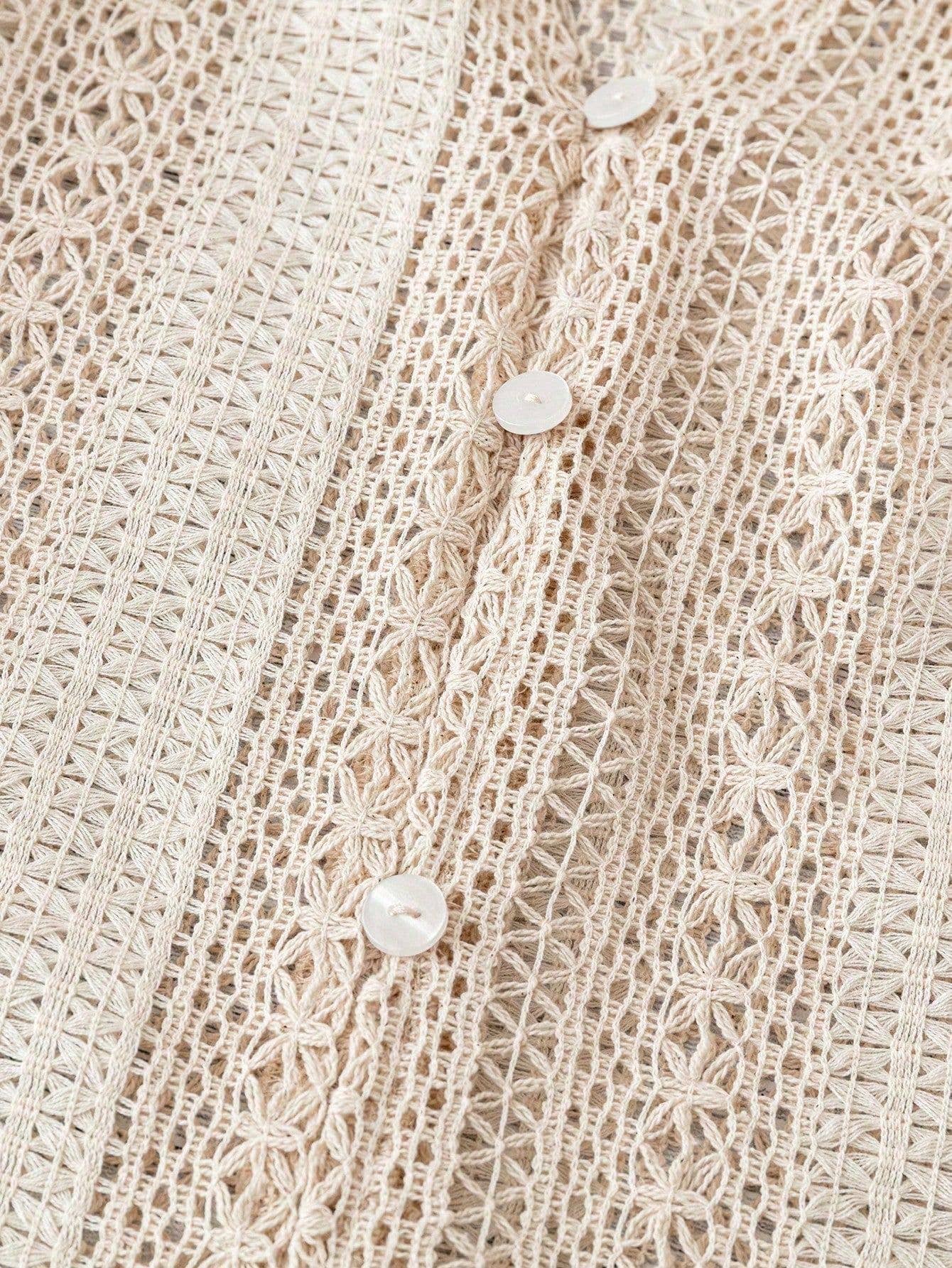 Lace V-Neck Button Down Blouse